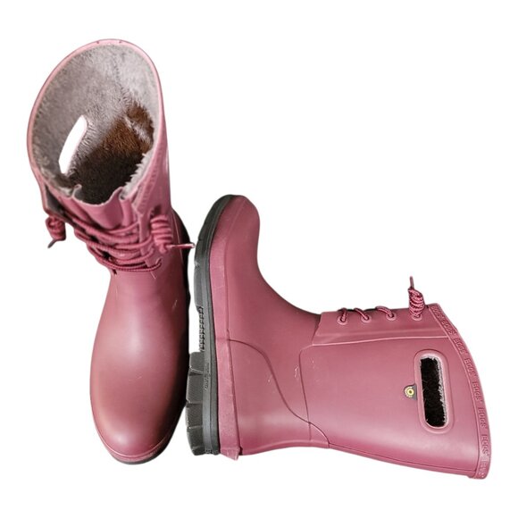 Bogs Amanda Waterproof Faux Fur Lining Plush Burgundy Red Boots Women's Size 10 - Picture 10 of 13